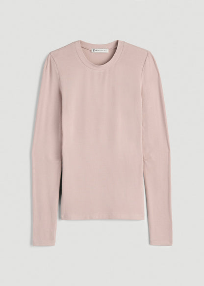 American Tall Women FITTED Ribbed Long Sleeve Tee for Tall Women in Desert Rose