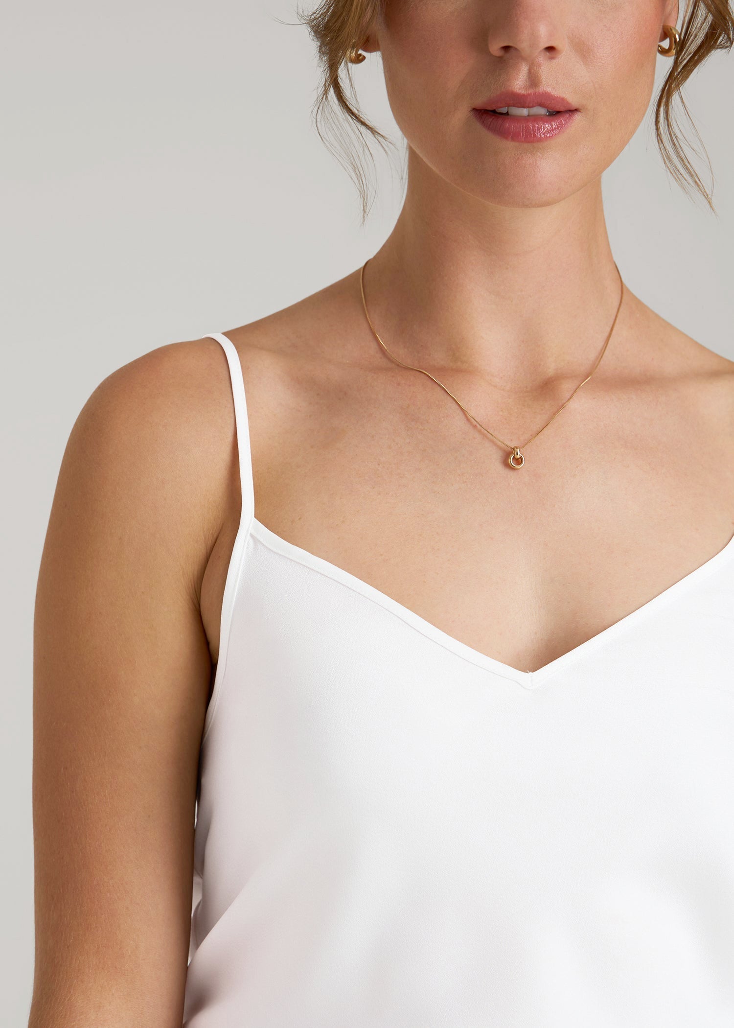 American Tall Women Satin Cami for Tall Women in White