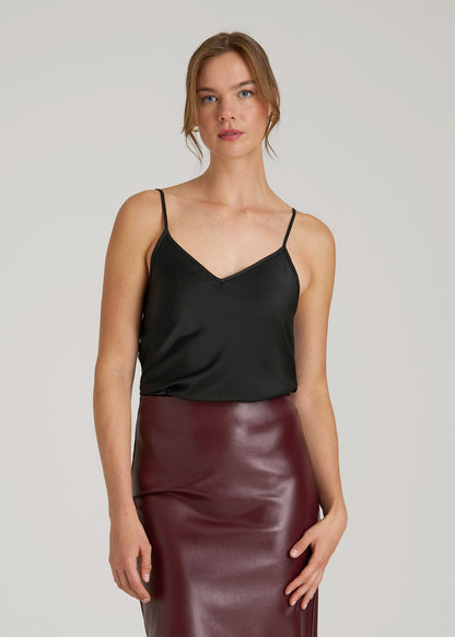 American Tall Women Satin Cami for Tall Women in Black