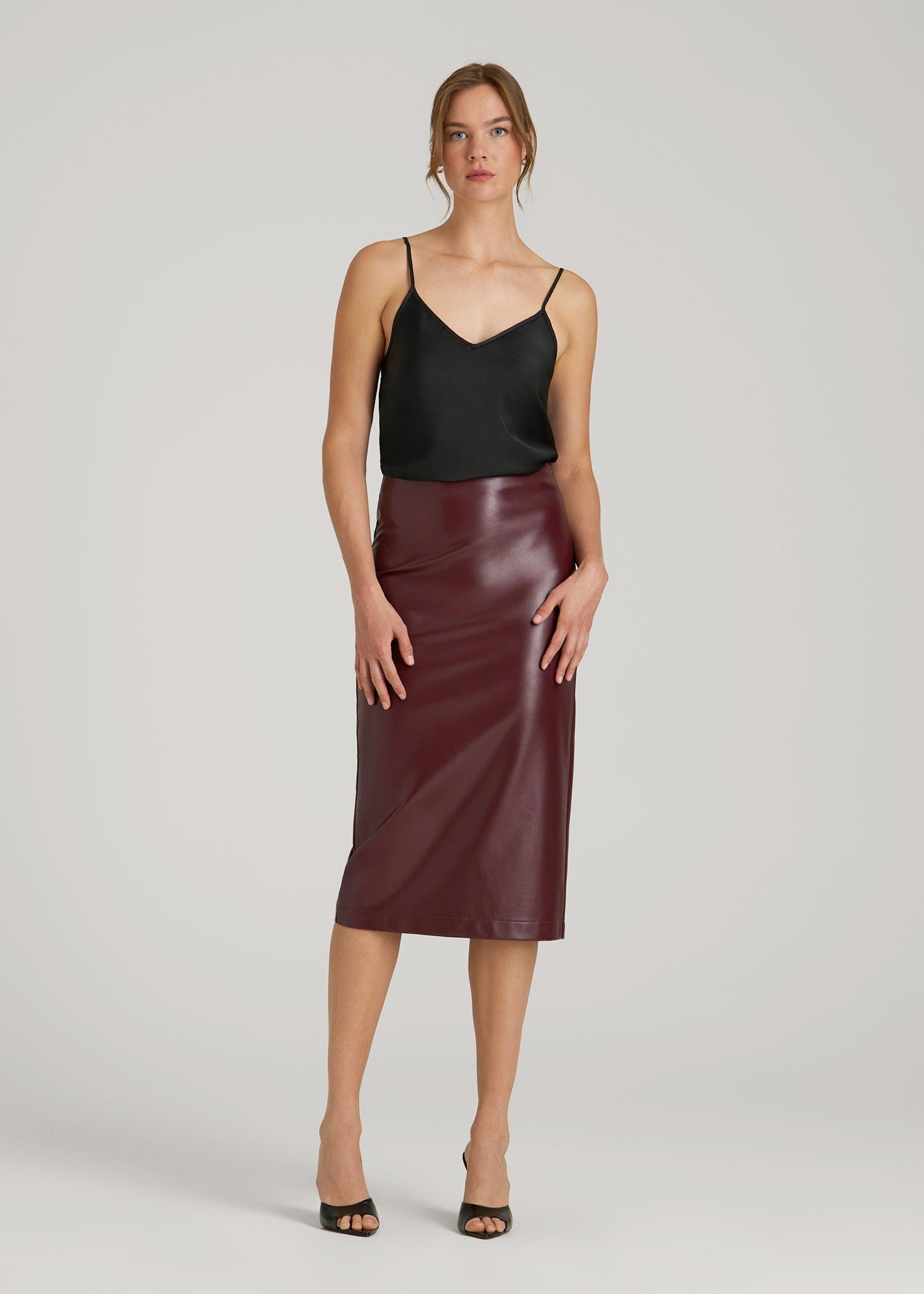 American Tall Women Satin Cami for Tall Women in Black