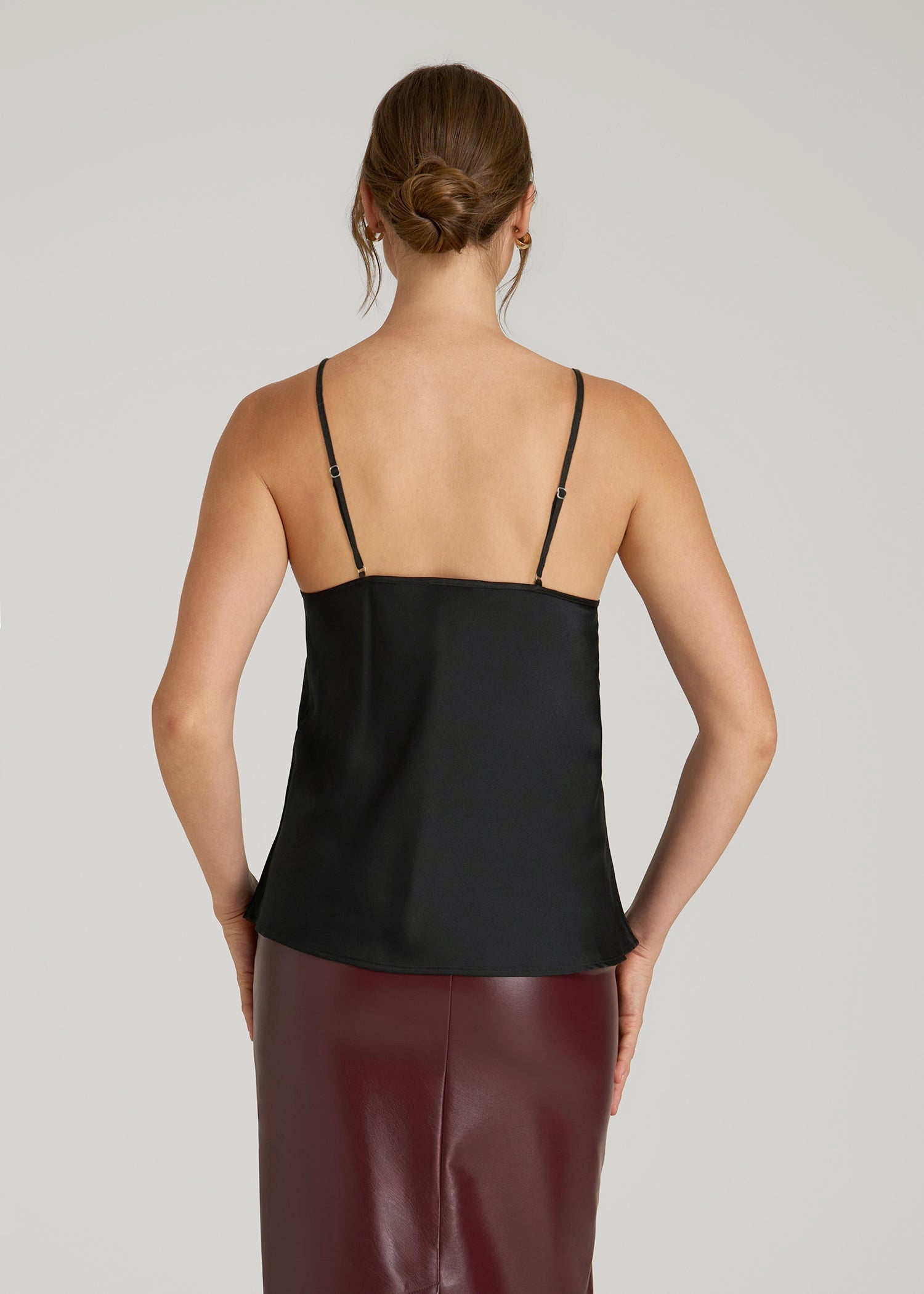 American Tall Women Satin Cami for Tall Women in Black