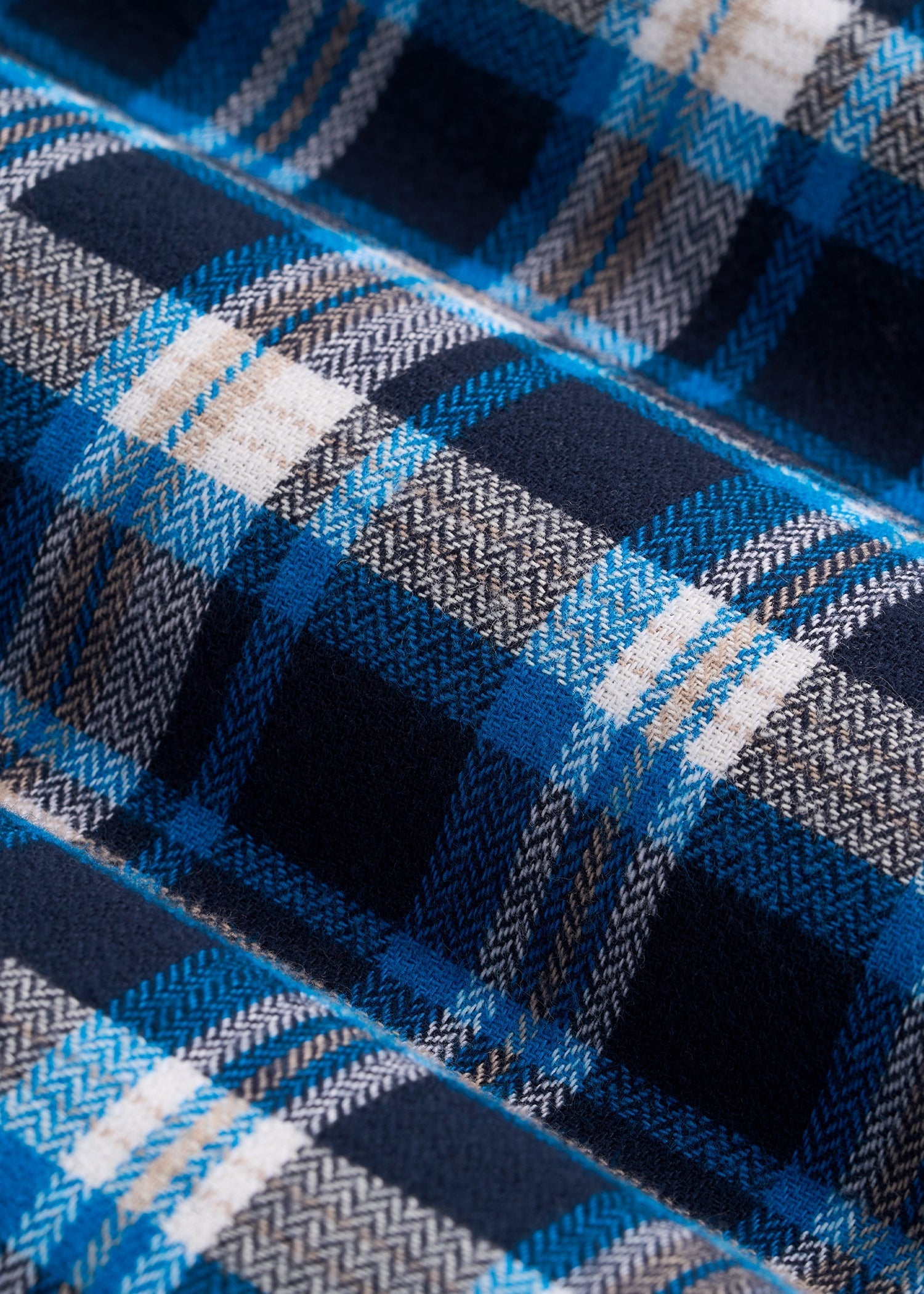American Tall Women|Men Flannel Button-Up Shirt for Tall Women in True Navy with Cobalt