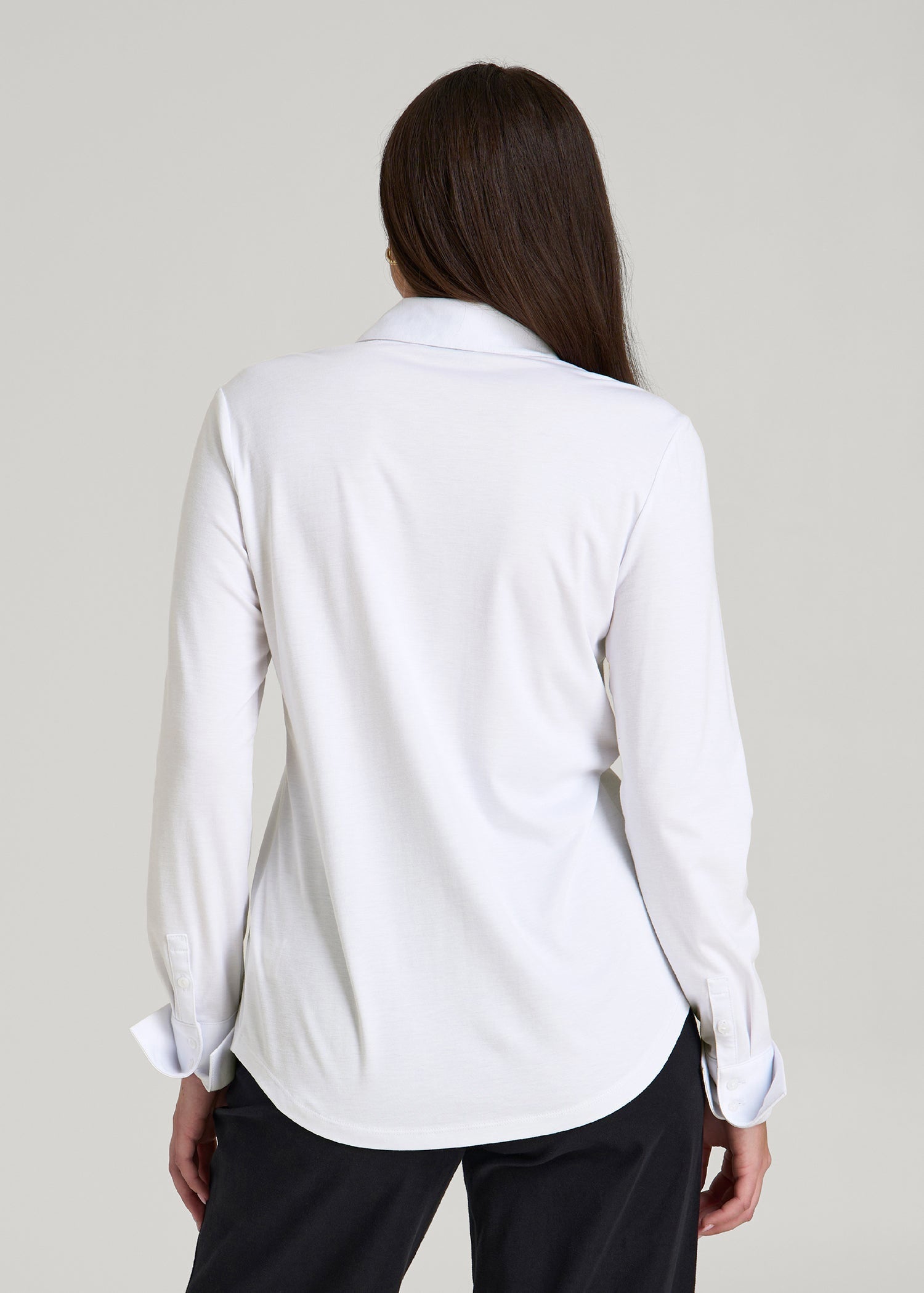 American Tall Women|Men Slub Knit Button-Up Shirt for Tall Women in Bright White