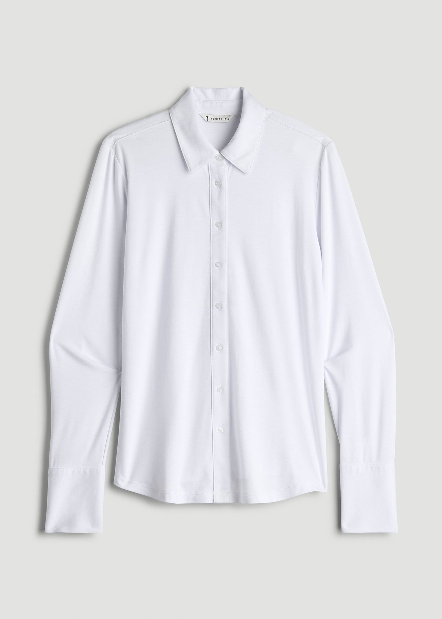 American Tall Women|Men Slub Knit Button-Up Shirt for Tall Women in Bright White