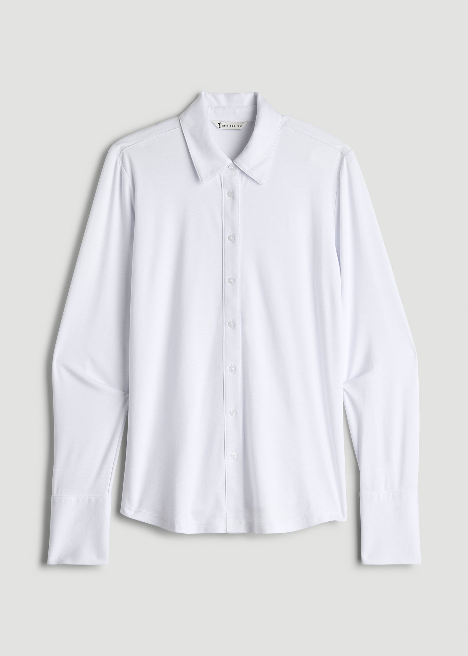 American Tall Women|Men Slub Knit Button-Up Shirt for Tall Women in Bright White