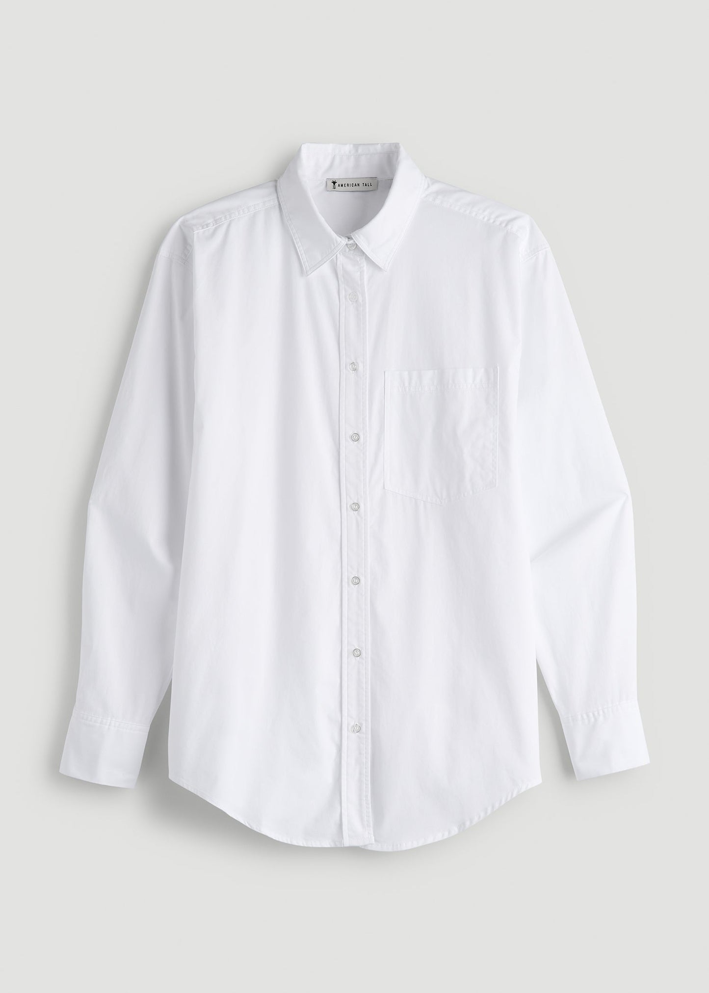 American Tall Women|Men Relaxed Poplin Button Up Shirt for Tall Women in Bright White