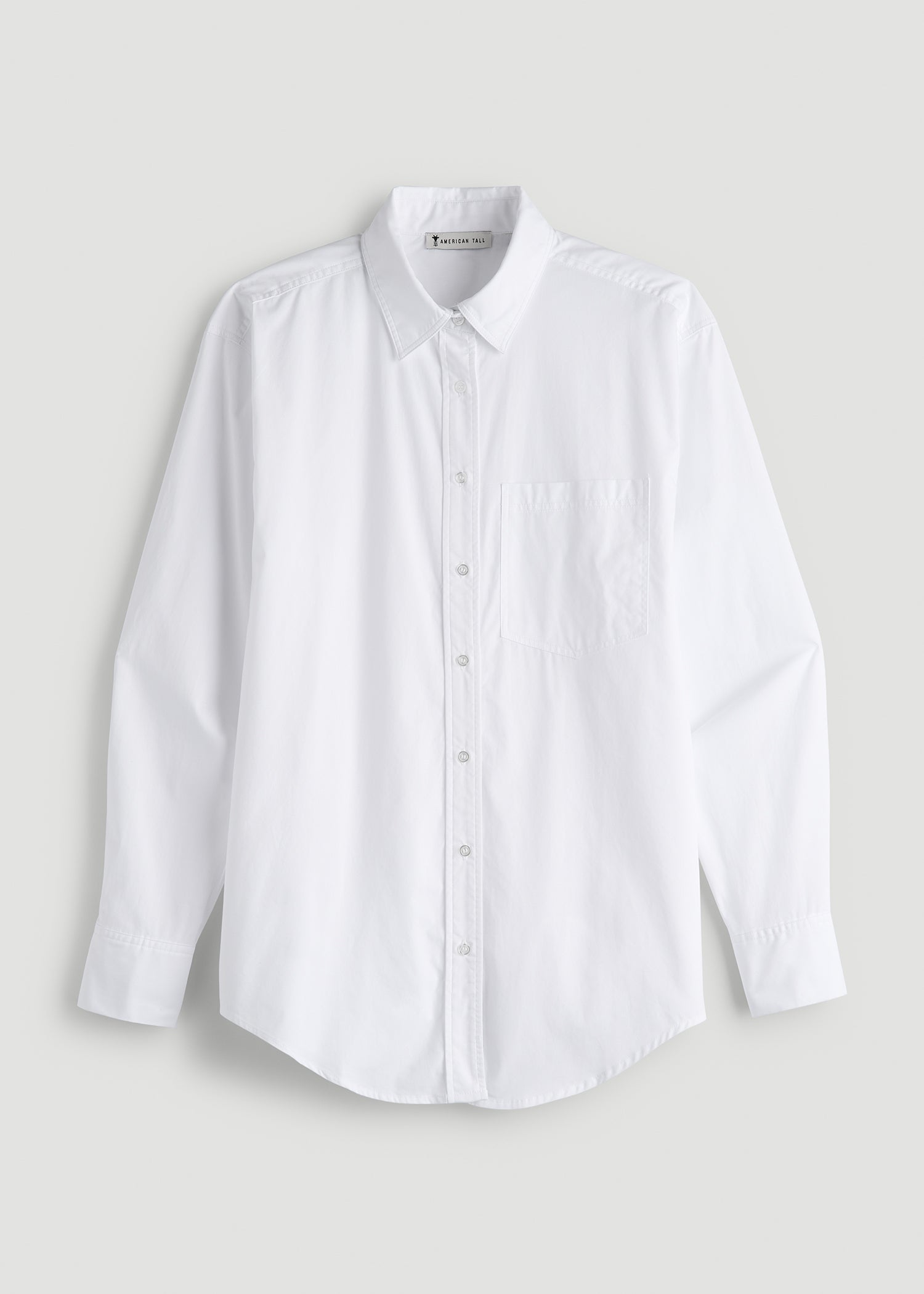 American Tall Women|Men Relaxed Poplin Button Up Shirt for Tall Women in Bright White