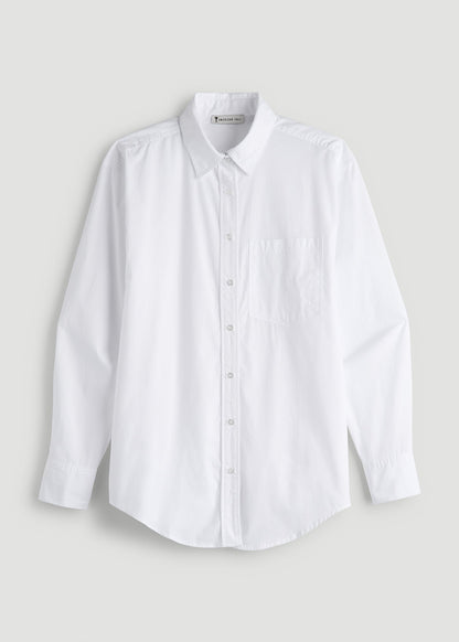 American Tall Women|Men Relaxed Poplin Button Up Shirt for Tall Women in Bright White
