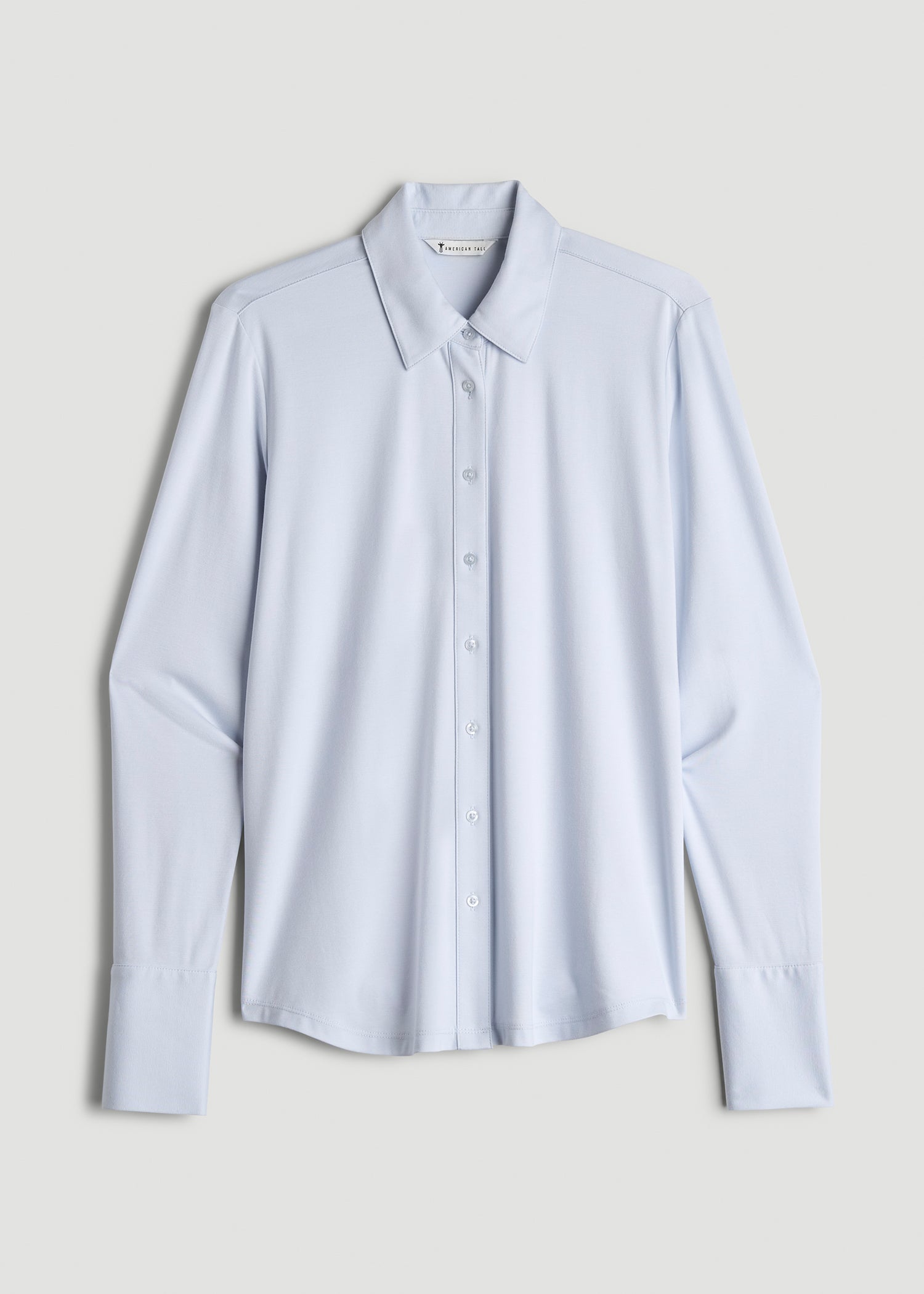 American Tall Women|Men Slub Knit Button-Up Shirt for Tall Women in Light Blue