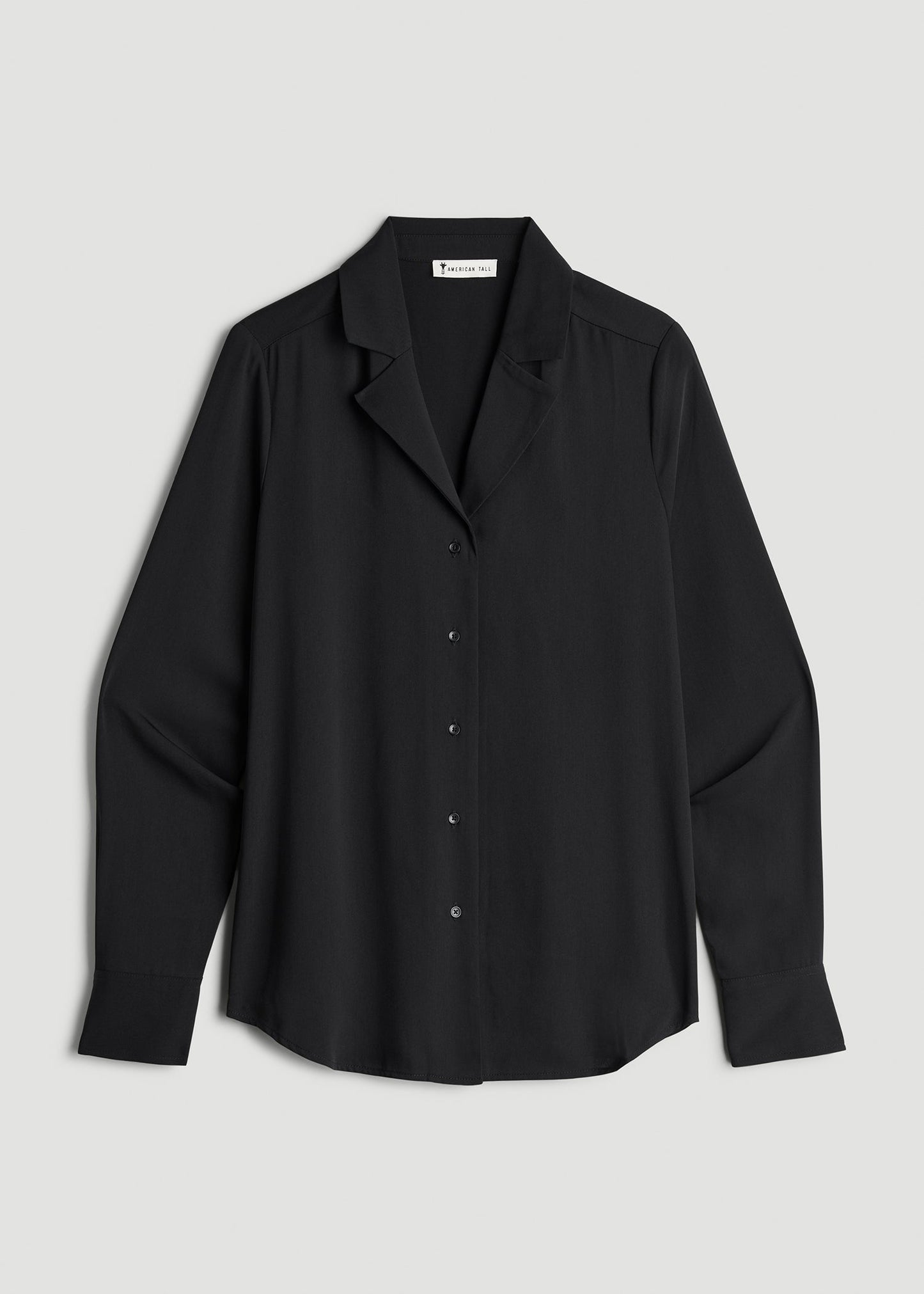 American Tall Women|Men Notch Collar Blouse for Tall Women in Black