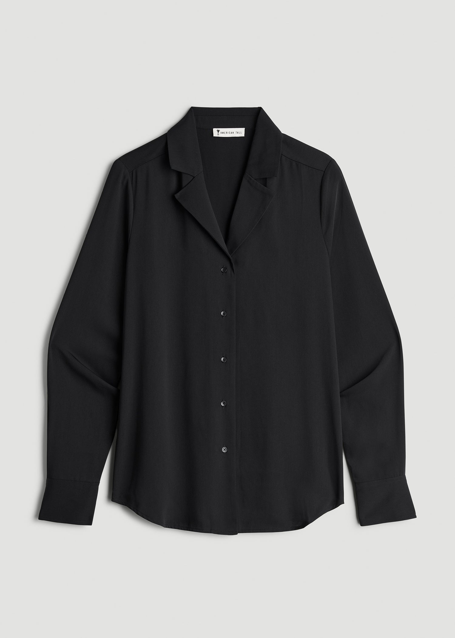 American Tall Women|Men Notch Collar Blouse for Tall Women in Black