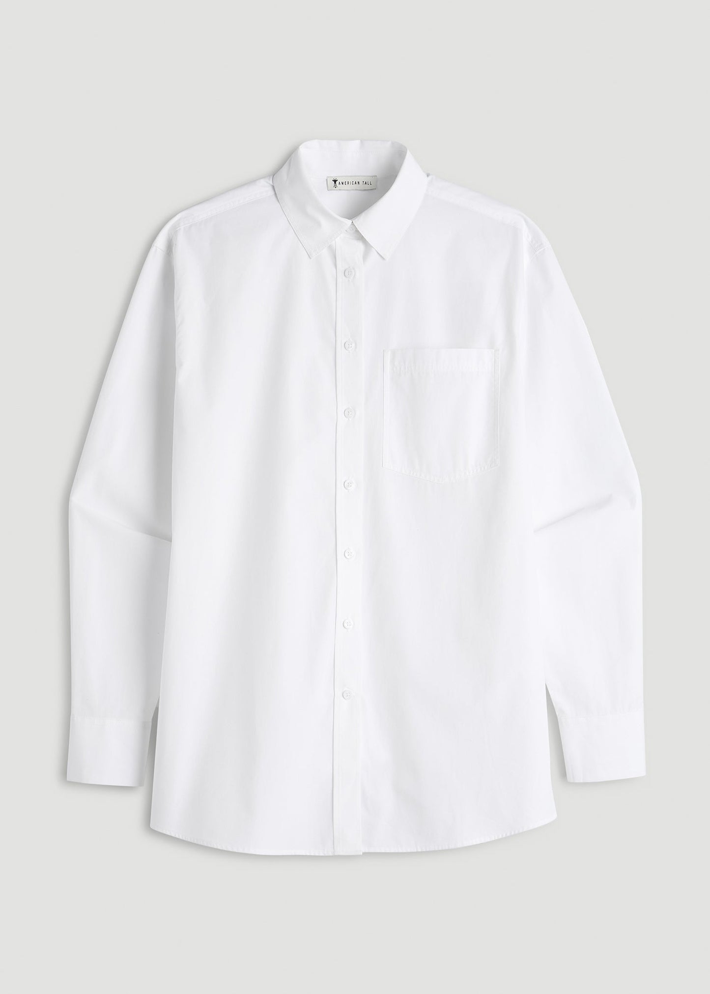 American Tall Women Oversized Poplin Button for Tall Women Shirt in White
