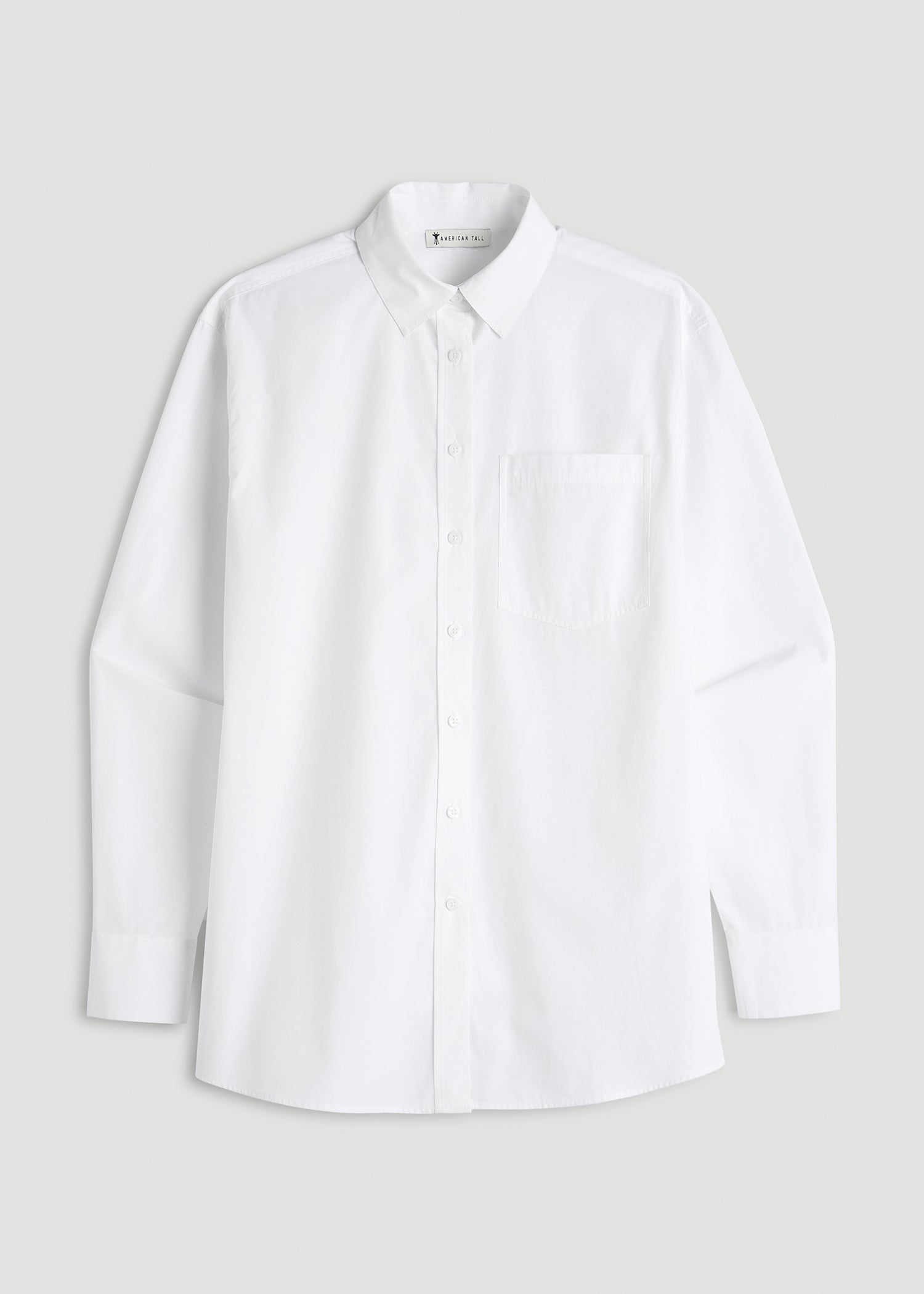 American Tall Women Oversized Poplin Button for Tall Women Shirt in White