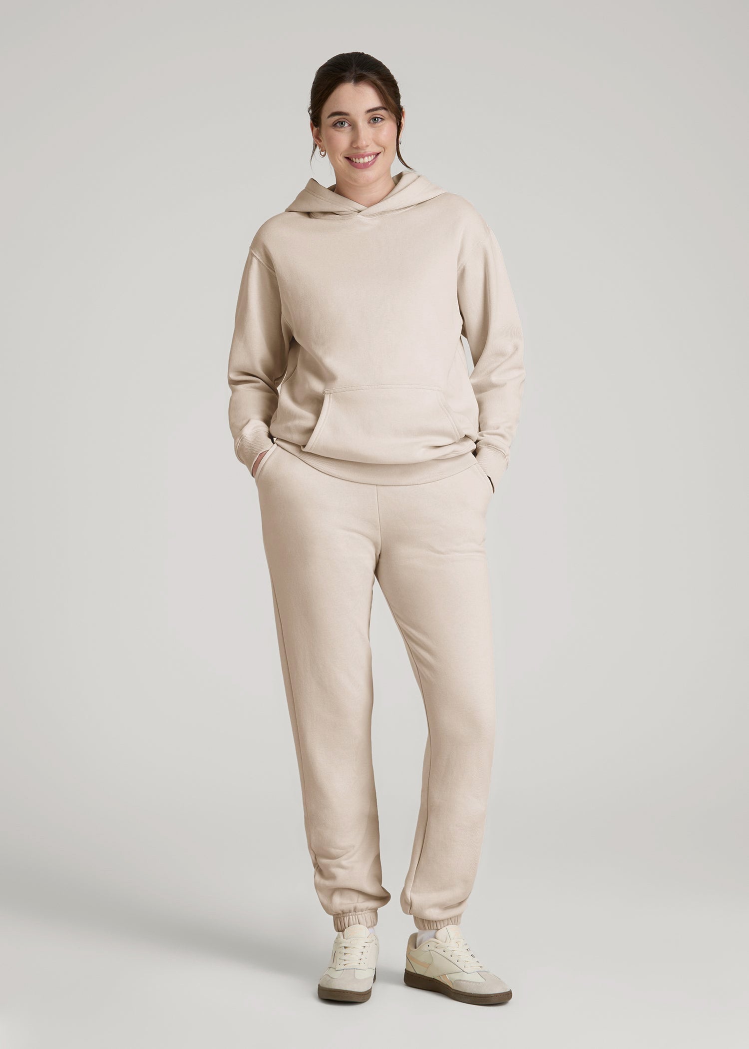 American Tall Women|Men Wearever Fleece Relaxed Fit Hoodie for Tall Women in Shell