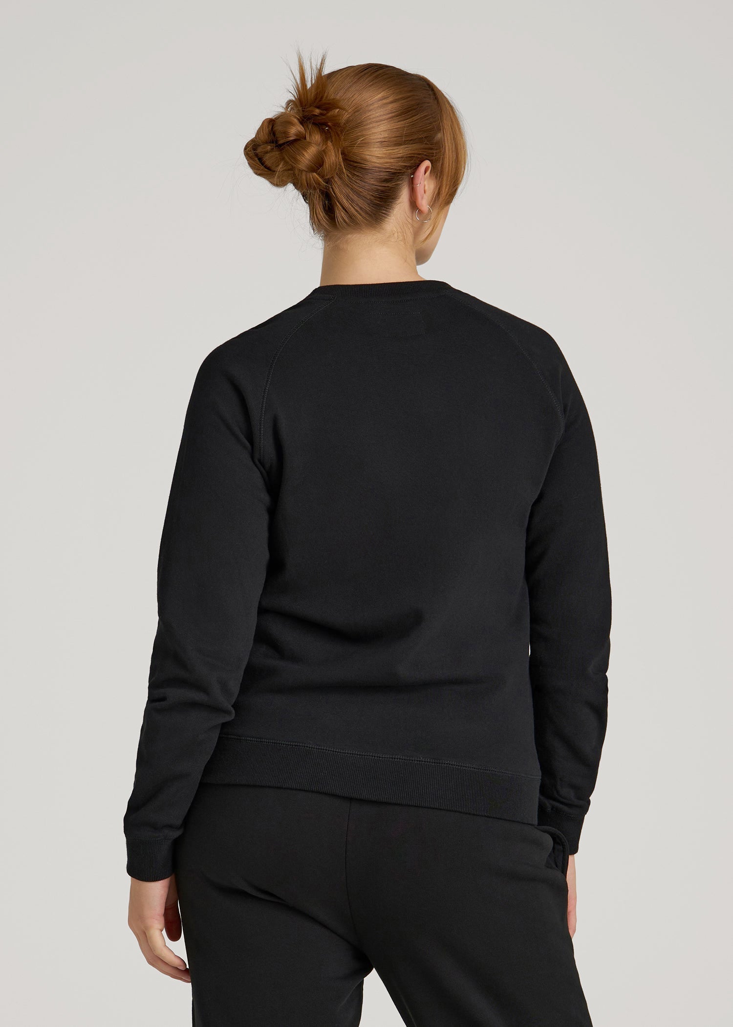 American Tall Women Wearever French Terry Crewneck Sweatshirt for Tall Women in Black