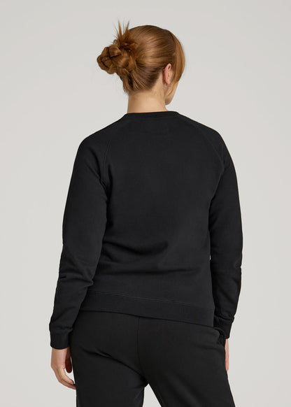 American Tall Women Wearever French Terry Crewneck Sweatshirt for Tall Women in Black