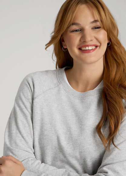 American Tall Women Wearever French Terry Crewneck Sweatshirt for Tall Women in Grey Mix