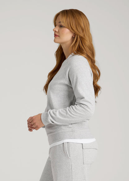 American Tall Women Wearever French Terry Crewneck Sweatshirt for Tall Women in Grey Mix
