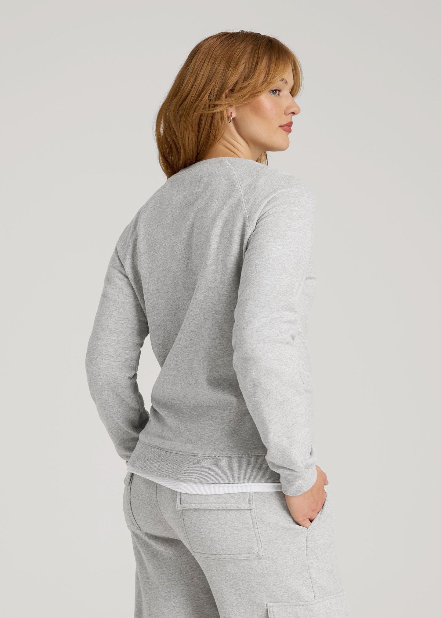 American Tall Women Wearever French Terry Crewneck Sweatshirt for Tall Women in Grey Mix