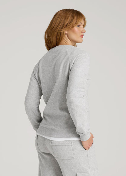 American Tall Women Wearever French Terry Crewneck Sweatshirt for Tall Women in Grey Mix