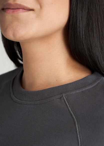 American Tall Women Wearever French Terry Crewneck Sweatshirt for Tall Women in Charcoal
