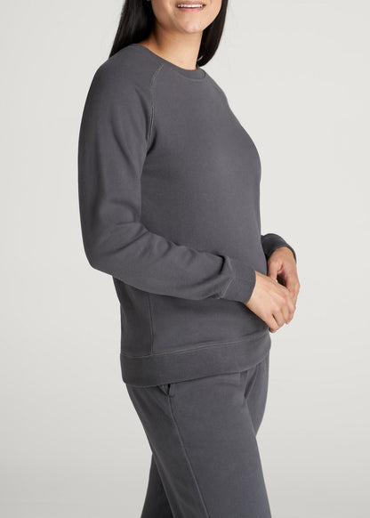 American Tall Women Wearever French Terry Crewneck Sweatshirt for Tall Women in Charcoal