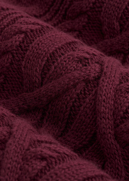 American Tall Women Relaxed Cotton Cable Knit Cardigan for Tall Women in Tawny Port