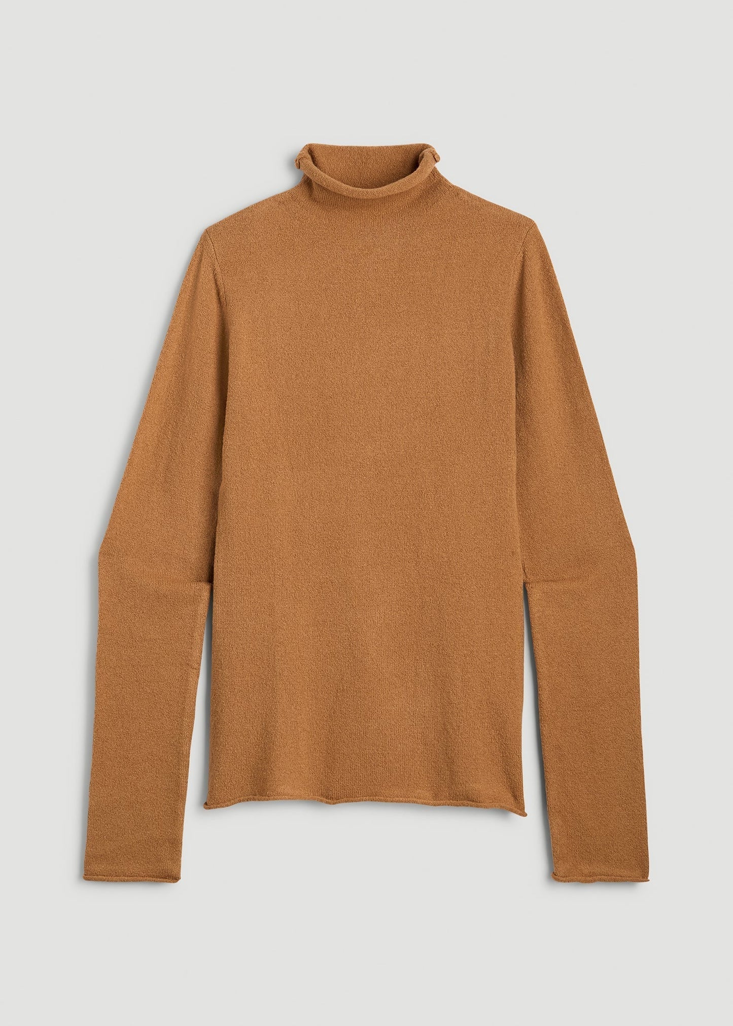 American Tall Women Rolled Mock Neck Sweater for Tall Women in Caramel