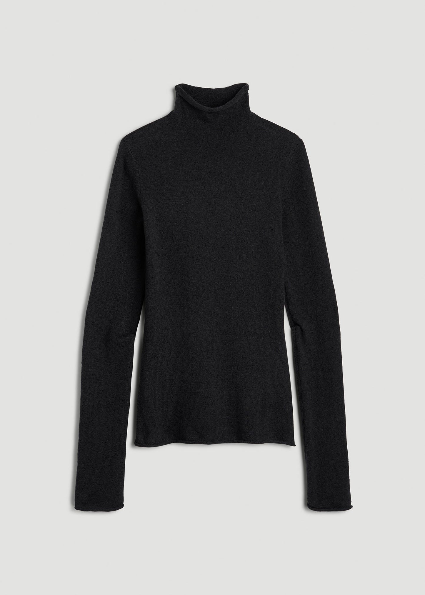 American Tall Women Rolled Mock Neck Sweater for Tall Women in Black
