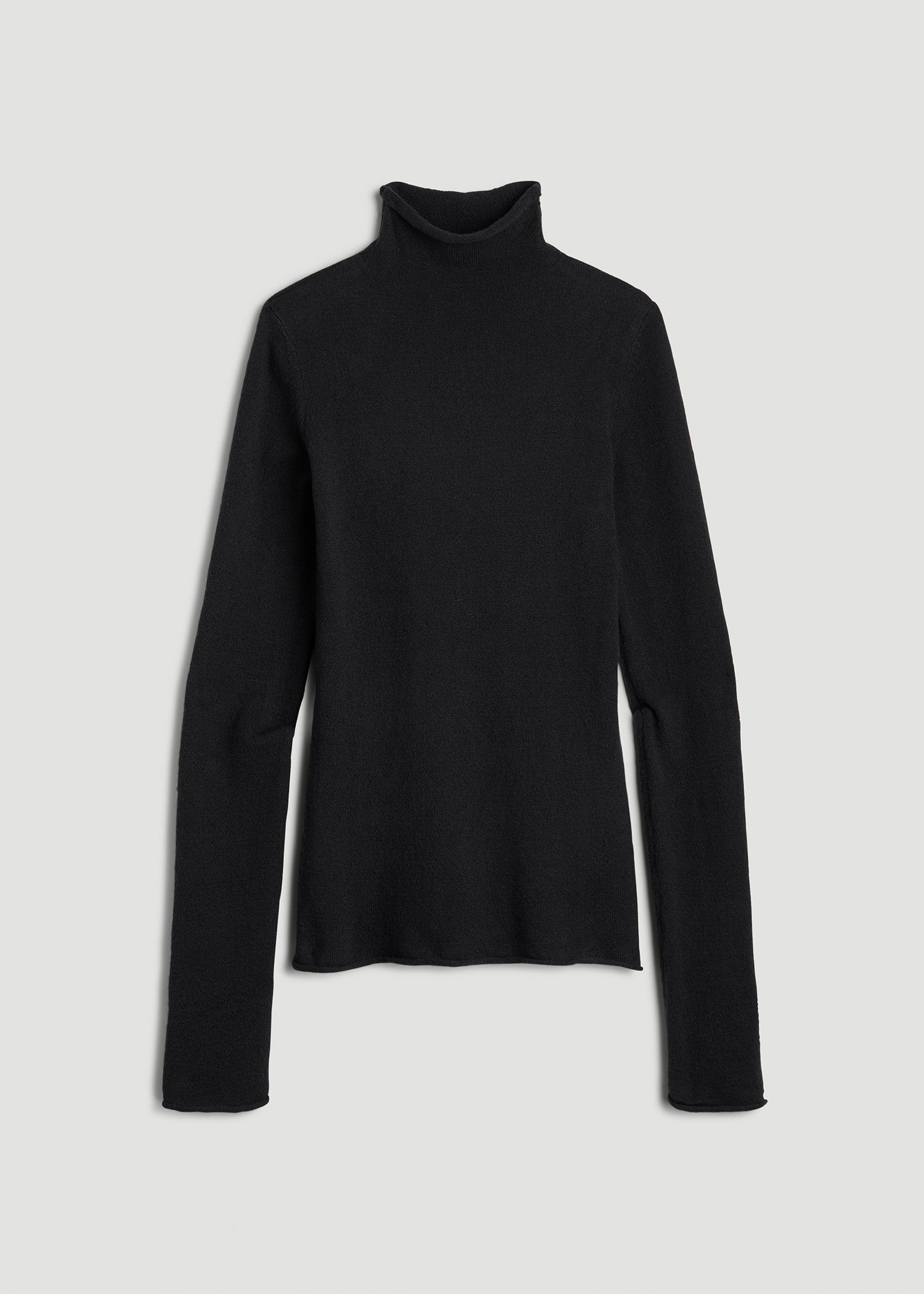 American Tall Women Rolled Mock Neck Sweater for Tall Women in Black