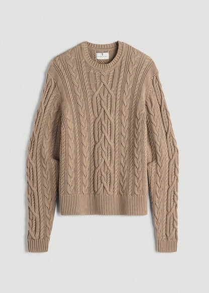 American Tall Women Cotton Crewneck Sweater for Tall Women in Stucco