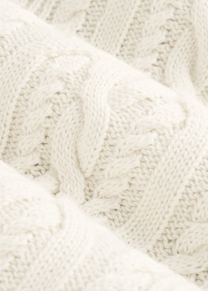 American Tall Women Relaxed Cotton Cable Knit Cardigan for Tall Women in Ecru