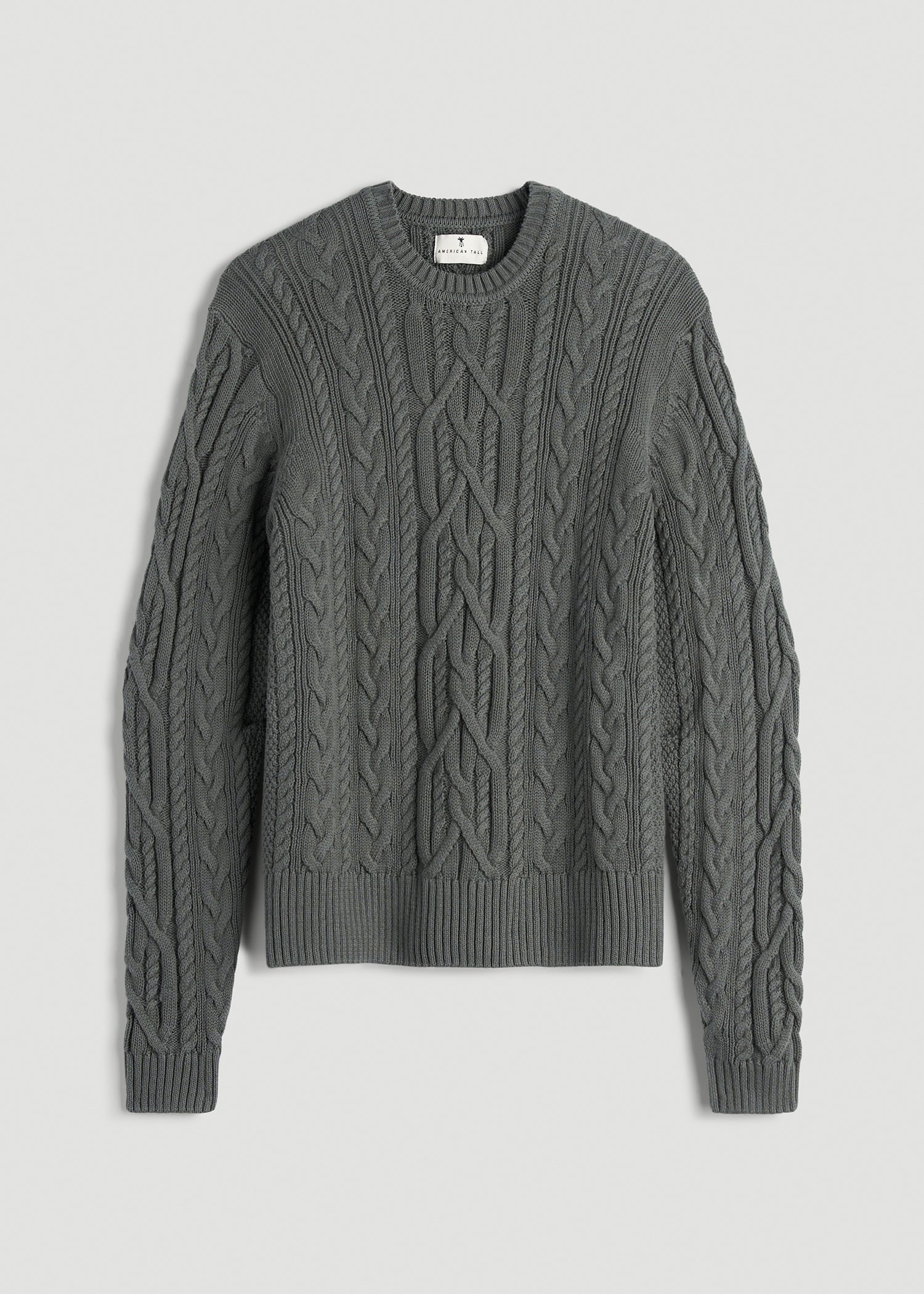 American Tall Women Cotton Crewneck Sweater for Tall Women in Balsam Green