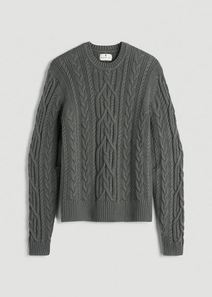 American Tall Women Cotton Crewneck Sweater for Tall Women in Balsam Green