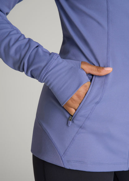 American Tall Women Women's Athletic Zip-Up Jacket for Tall Women in Marlin Blue