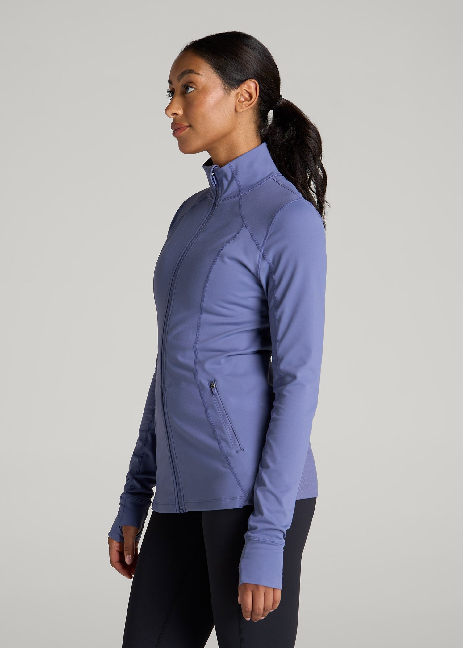 American Tall Women Women's Athletic Zip-Up Jacket for Tall Women in Marlin Blue