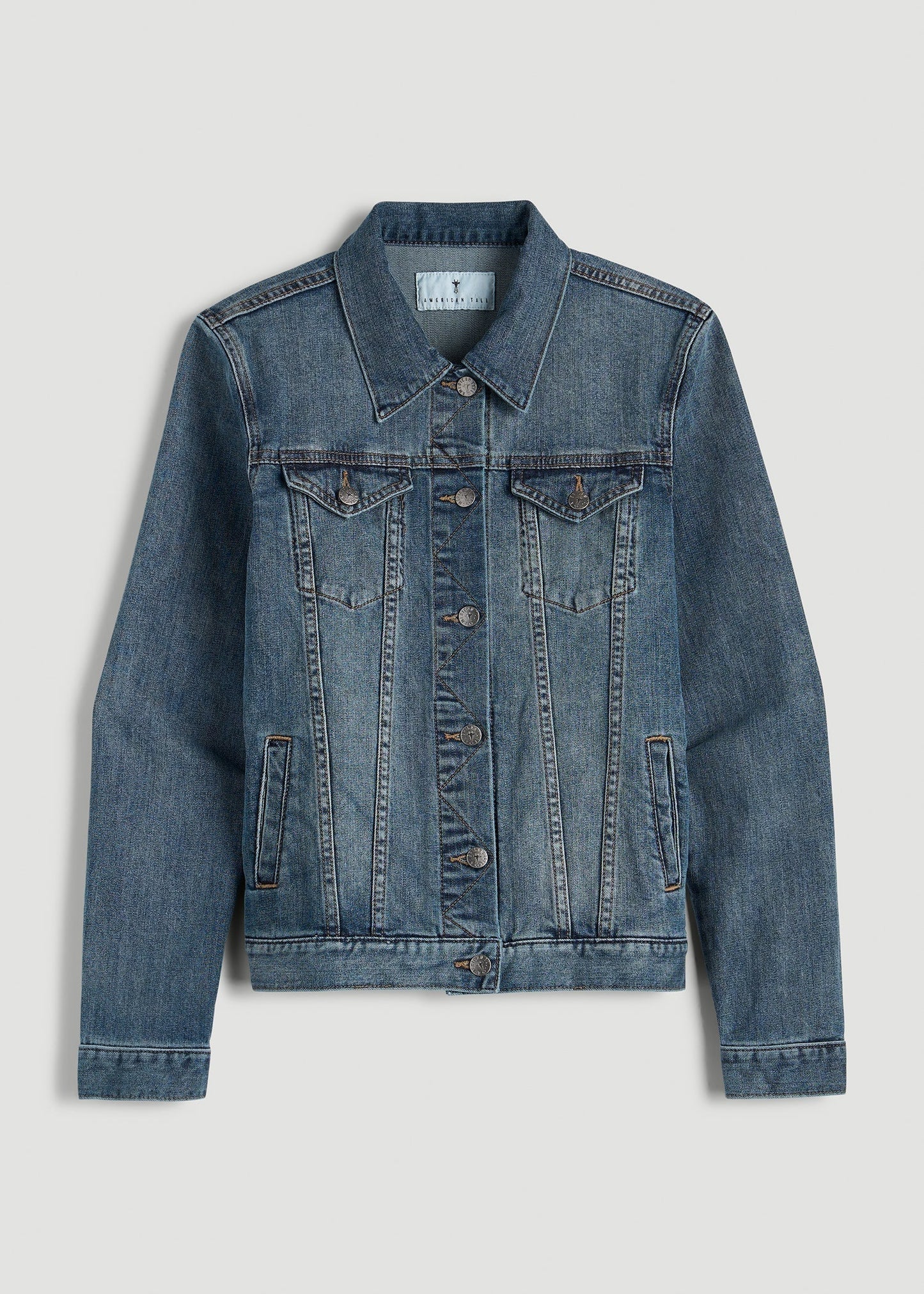 American Tall Women Denim Jacket for Tall Women in Vintage Medium Blue