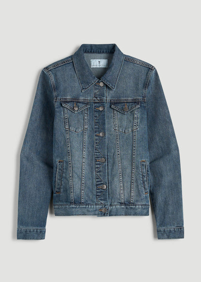 American Tall Women Denim Jacket for Tall Women in Vintage Medium Blue