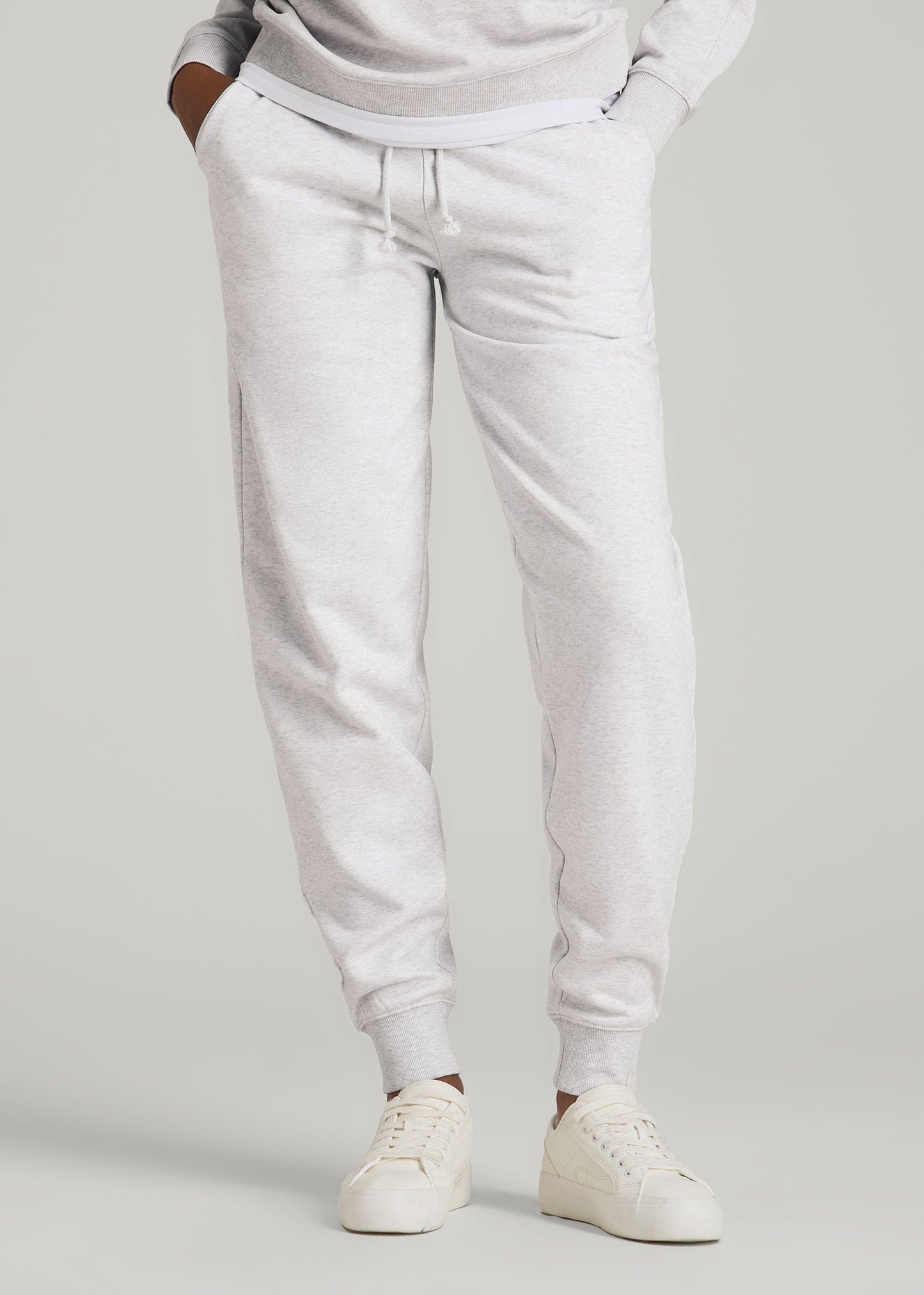 American Tall Women A.T. Basics Athletic Joggers for Tall Women in Heather Cloud White