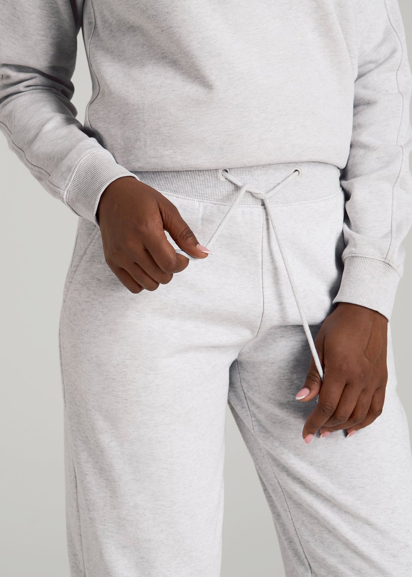 American Tall Women A.T. Basics Athletic Joggers for Tall Women in Heather Cloud White