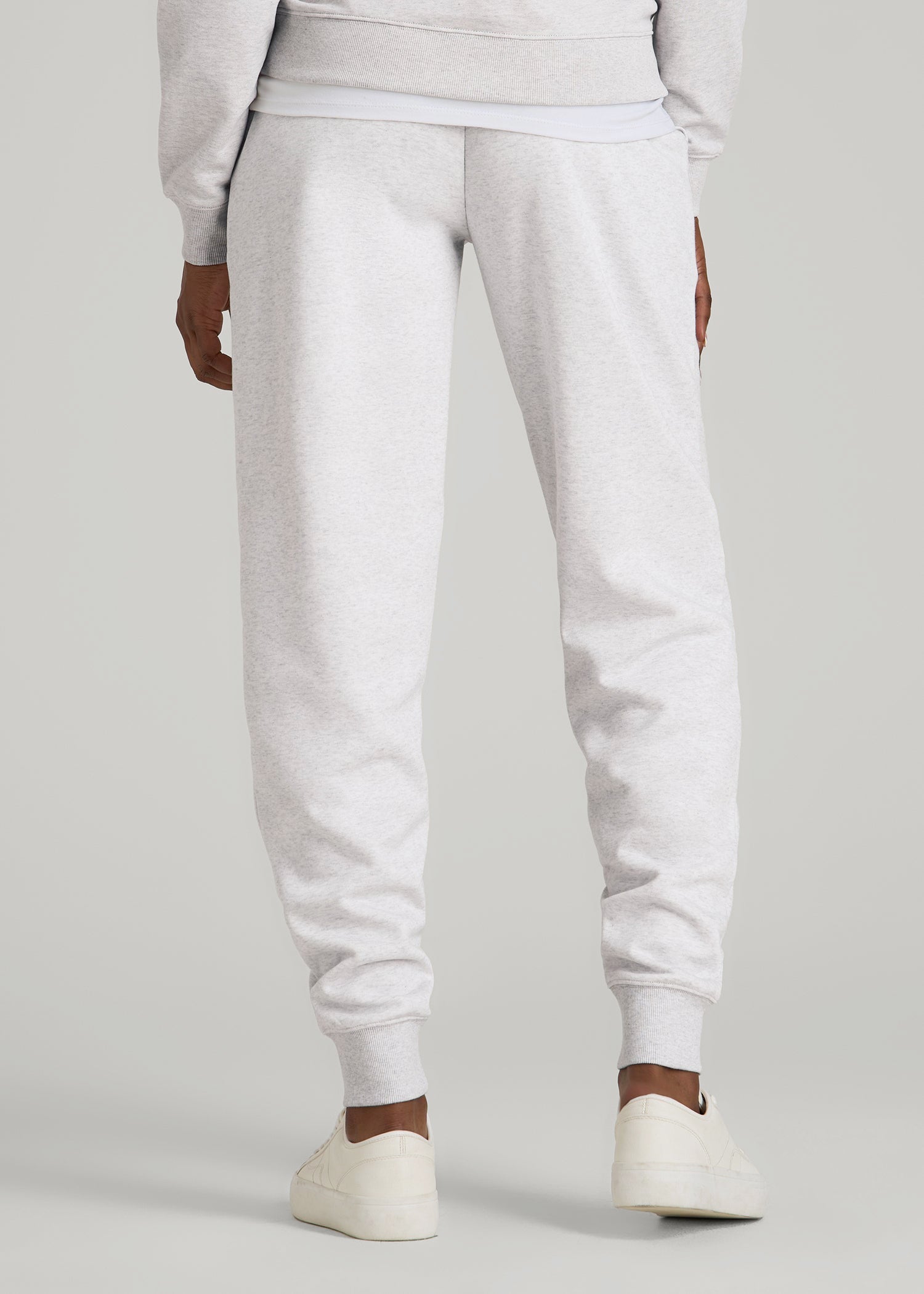 American Tall Women A.T. Basics Athletic Joggers for Tall Women in Heather Cloud White
