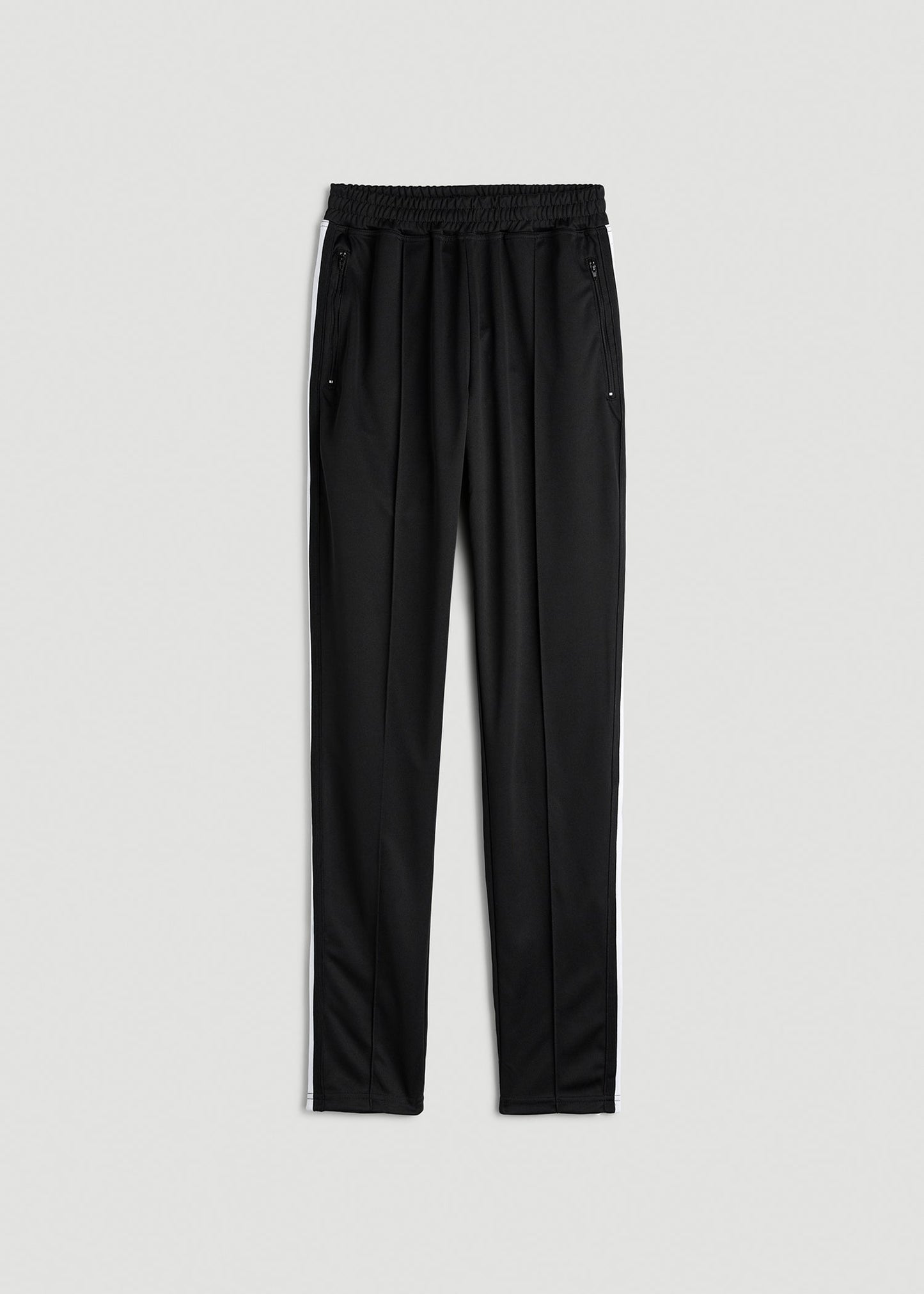 American Tall Women Ultra Lightweight Tricot Athletic Stripe Pants for Tall Women in Black and White