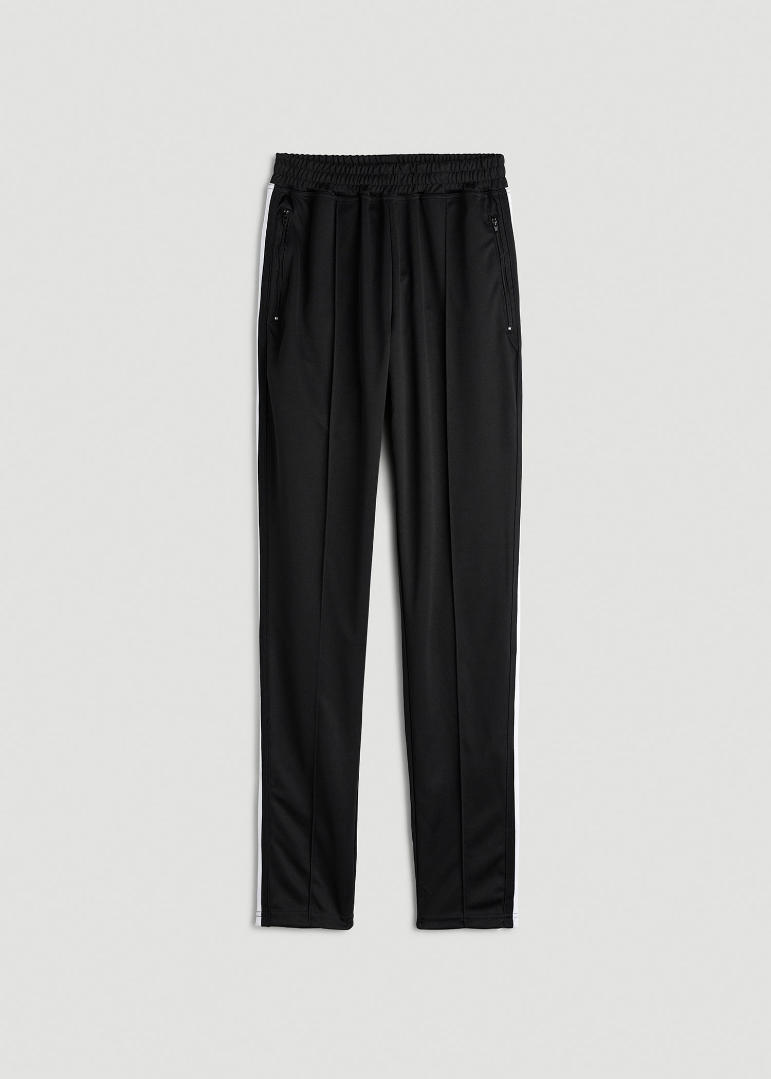 American Tall Women Ultra Lightweight Tricot Athletic Stripe Pants for Tall Women in Black and White