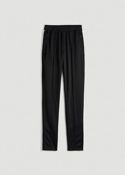American Tall Women Ultra Lightweight Tricot Athletic Stripe Pants for Tall Women in Black and White