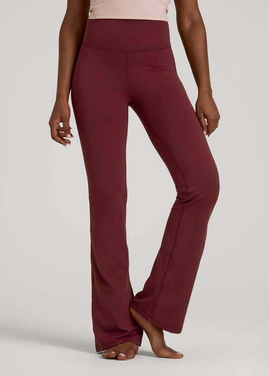 American Tall Women Balance Flare Yoga Pants for Tall Women in Tawny Port