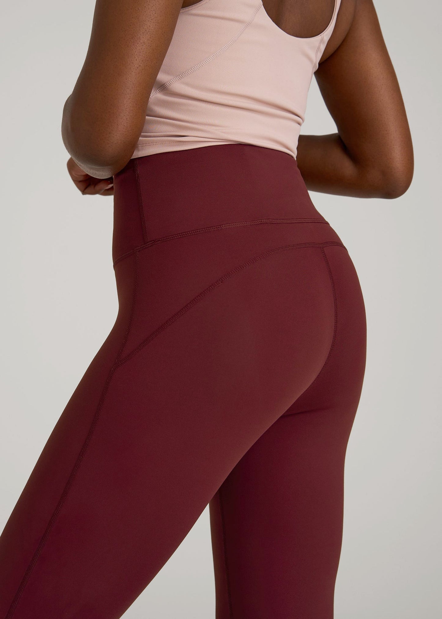 American Tall Women Balance Flare Yoga Pants for Tall Women in Tawny Port