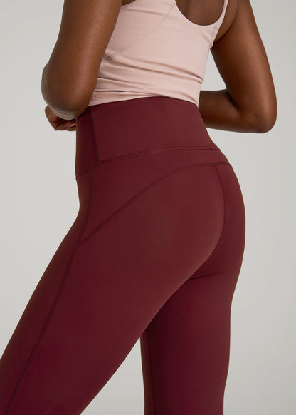 American Tall Women Balance Flare Yoga Pants for Tall Women in Tawny Port