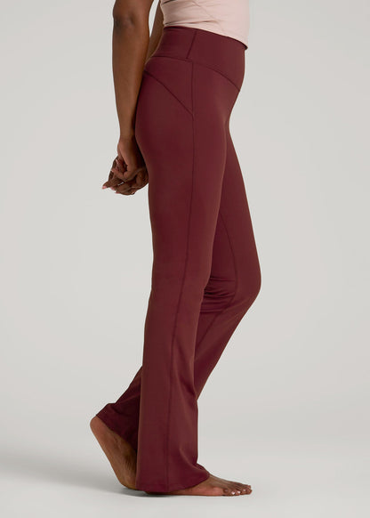 American Tall Women Balance Flare Yoga Pants for Tall Women in Tawny Port