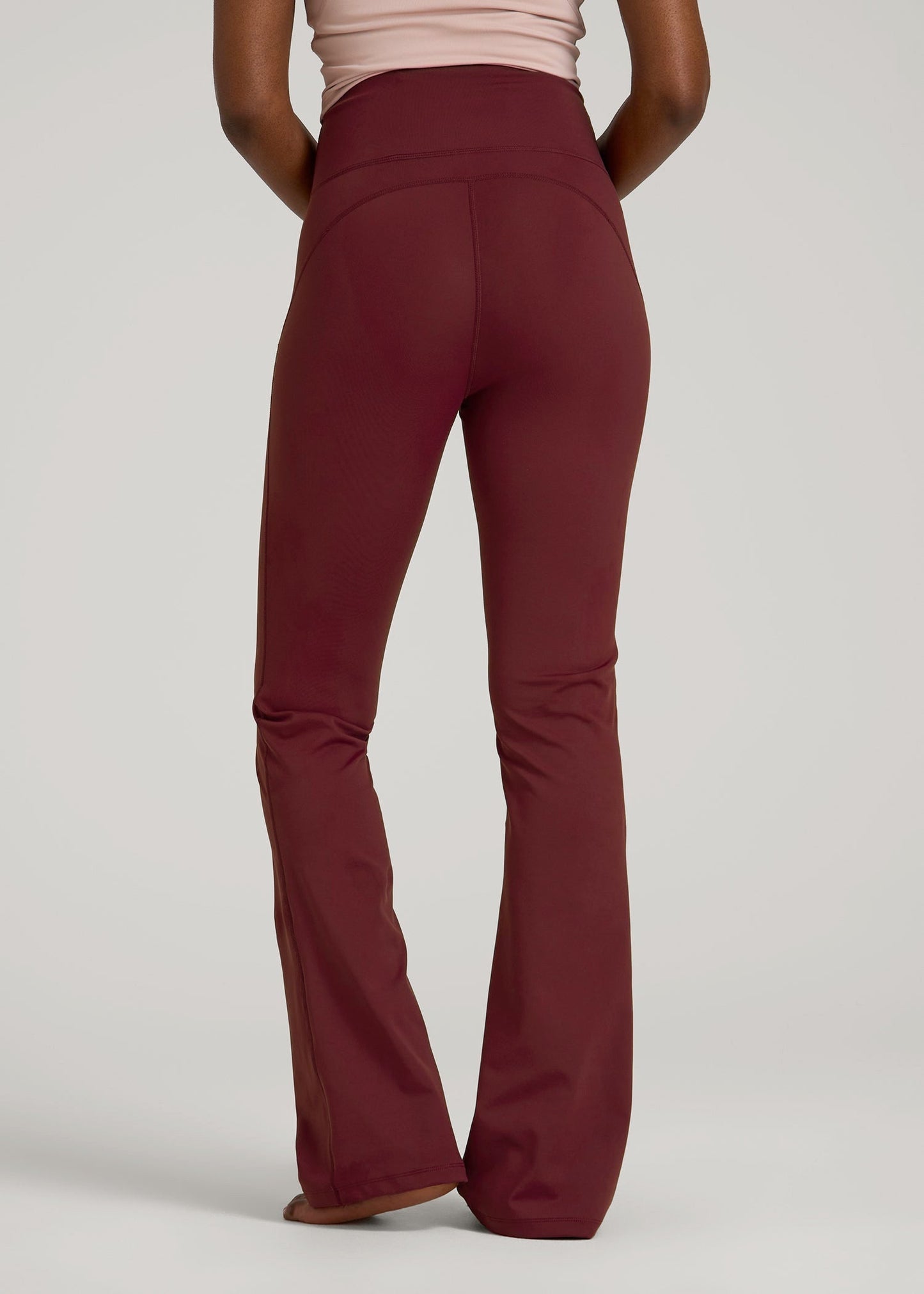 American Tall Women Balance Flare Yoga Pants for Tall Women in Tawny Port
