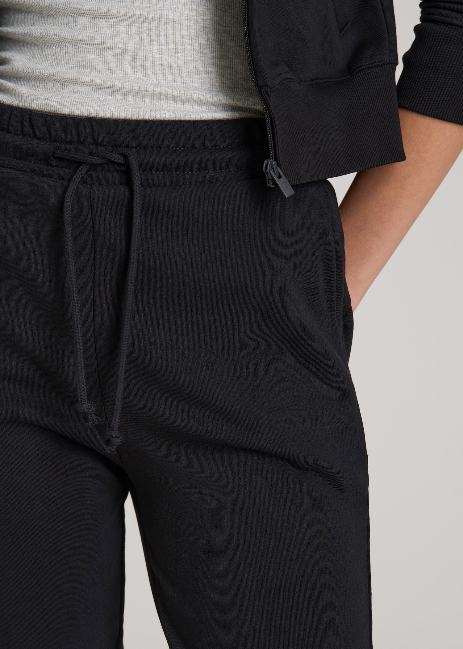 American Tall Women Wearever Fleece Slim Fit High-Waisted Garment Dye Sweatpants for Tall Women in Black